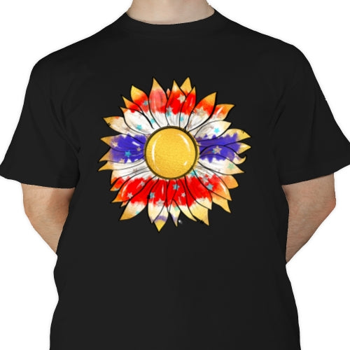 Patriotic Gold Sunflower DTF