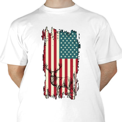 Rustic USA Flag With Deer Sublimation