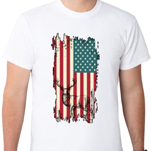 Rustic USA Flag With Deer Sublimation