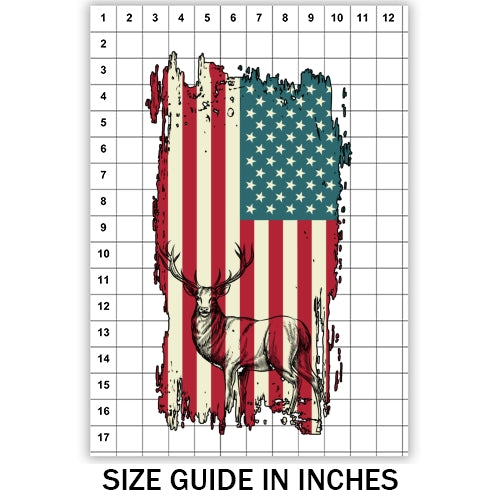 Rustic USA Flag With Deer Sublimation