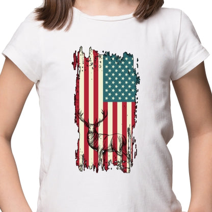 Rustic USA Flag With Deer Sublimation