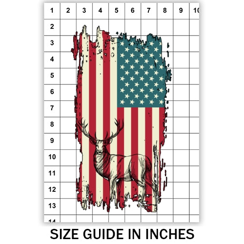 Rustic USA Flag With Deer Sublimation