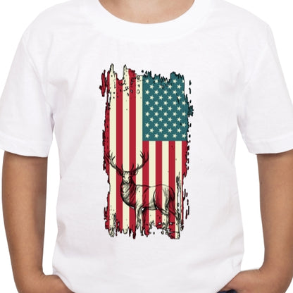 Rustic USA Flag With Deer Sublimation