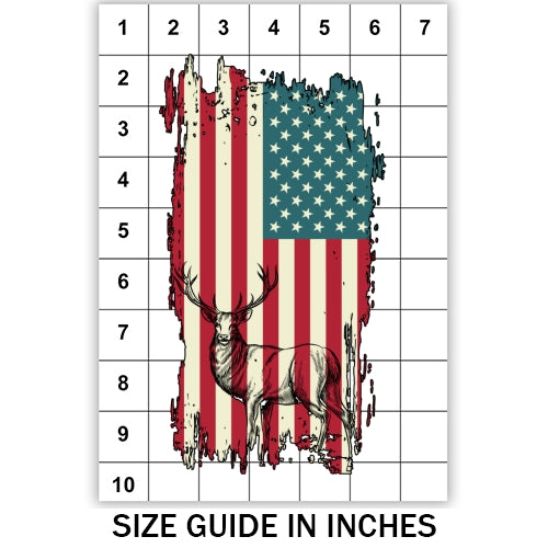 Rustic USA Flag With Deer Sublimation