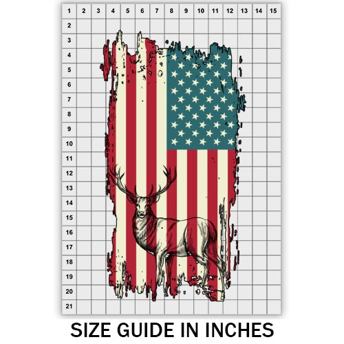 Rustic USA Flag With Deer DTF