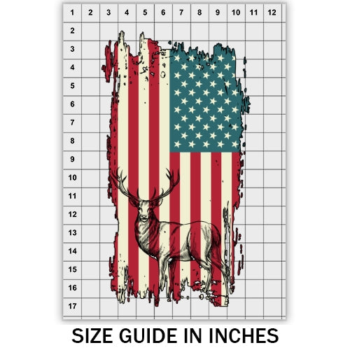 Rustic USA Flag With Deer DTF