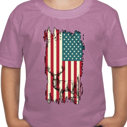 Rustic USA Flag With Deer DTF