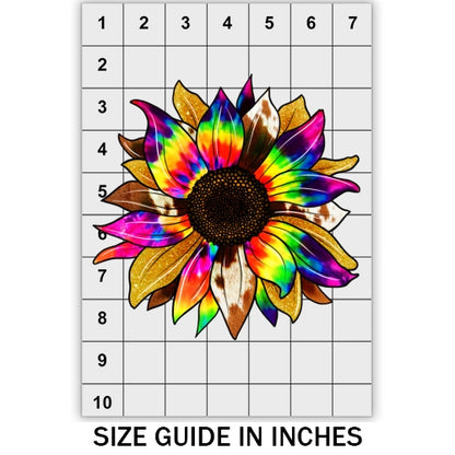 Cow Hide Tie Dye Sunflower DTF