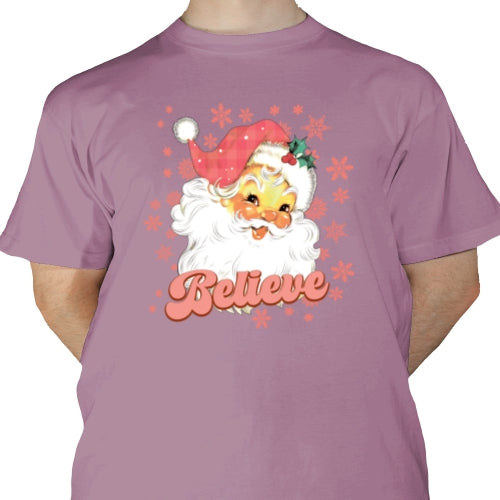 Pink Santa Claus Believe DTF