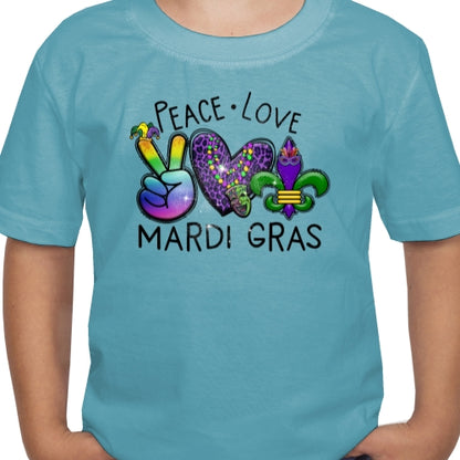 Peace Love Mardi Gras DTF