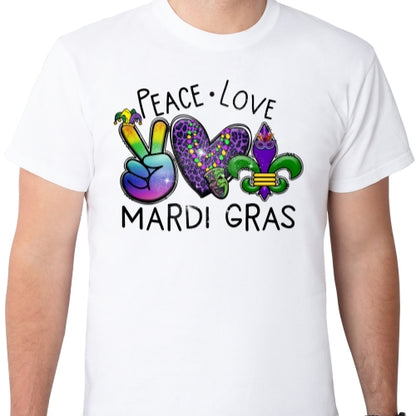 Peace Love Mardi Gras Sublimation