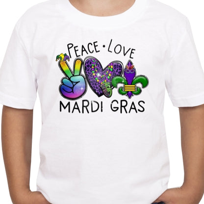 Peace Love Mardi Gras Sublimation